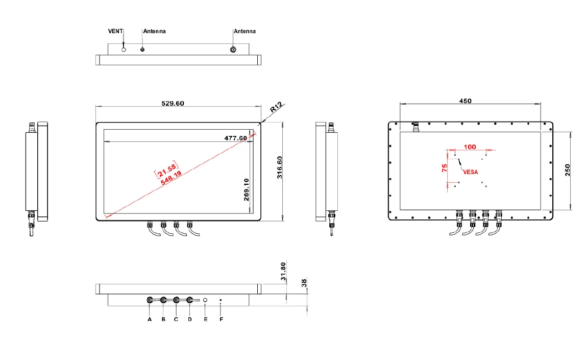 DIGI DI-2000AD/21.5 σχέδιο διαστάσεων